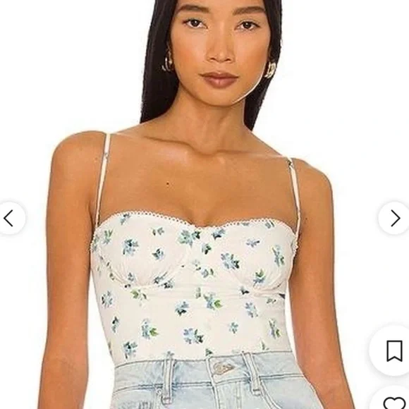 WeWoreWhat White Floral Bustier Corset Top W/ Adjustable Straps Size 14 - Picture 3 of 10